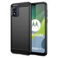 Motorola Moto E13 Gebürstete TPU Hülle - Karbonfaser - Schwarz