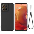 Motorola Moto G17 Power/G17/G15 Liquid Silikonhülle mit Handschlaufe - Schwarz
