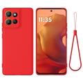 Motorola Moto G17 Power/G17/G15 Liquid Silikonhülle mit Handschlaufe - Rot