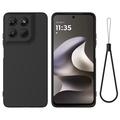 Motorola Moto G37/G37 Power/G47 Liquid Silikonhülle mit Handschlaufe - Schwarz