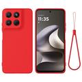 Motorola Moto G37/G37 Power/G47 Liquid Silikonhülle mit Handschlaufe - Rot