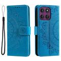 Motorola Moto G37 Power Mandala Wallet-Hülle mit Handschlaufe - Blau