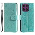Motorola Moto G37 Power Mandala Wallet-Hülle mit Handschlaufe - Mintgrün