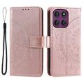 Motorola Moto G37 Power Mandala Wallet-Hülle mit Handschlaufe - Rosa