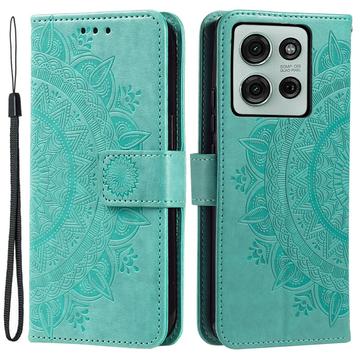 Motorola Moto G75 Mandala Serie Wallet Hülle - Grün