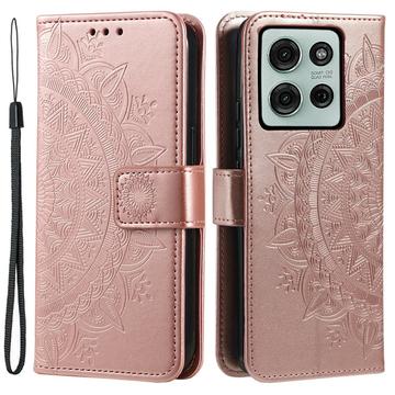 Motorola Moto G75 Mandala Serie Wallet Hülle - Roségold