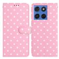 Motorola Moto G77/G67 Polka-Dot-Muster Wallet Hülle - Rosa