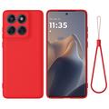 Motorola Moto G77 Power Liquid Silikonhülle mit Handschlaufe - Rot