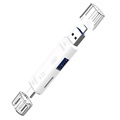 Multifunktionaler 3-in-1 OTG Adapter und MicroSD Kartenleser - Weiß