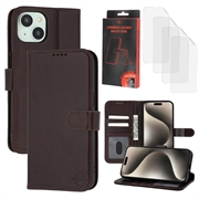 iPhone 15 Plus/14 Plus MyTPhone CardMate Leder Wallet Hülle - dunkelbraun
