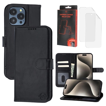 iPhone 15 Pro MyTPhone CardMate Leder Wallet Hülle - Schwarz