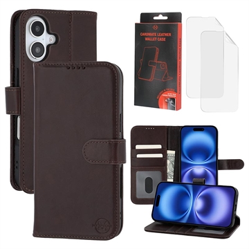 iPhone 16 Plus MyTPhone CardMate Leder Wallet Hülle - dunkelbraun
