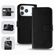 iPhone 17 Pro MyTPhone CardMate Leder Wallet Hülle - Schwarz
