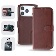 iPhone 17 Pro MyTPhone CardMate Leder Wallet Hülle - dunkelbraun