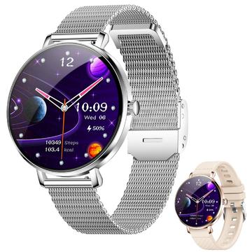 NX21 Gesundheitsüberwachung Frauen Smartwatch - Bluetooth 5.3 & IP68 - Silber