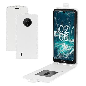 Nokia C200 Vertikale Flip Hülle mit Kartensteckplatz - Weiß