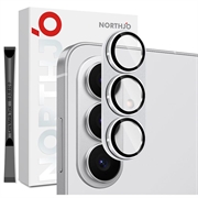 Samsung Galaxy S26+ Northjo Voller Schutz aus mattem Metall und gehärtetem Glas Kamera-Objektivschutz - Silber