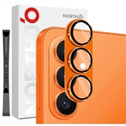 Samsung Galaxy S26 Northjo Vollständiger Schutz aus mattem Metall und gehärtetem Glas für das Kameraobjektiv - Orange