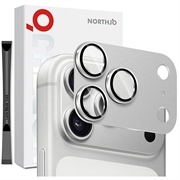 iPhone 18 Pro Northjo Voller Schutz aus mattem Metall und gehärtetem Glas Kamera-Objektivschutz - Silber