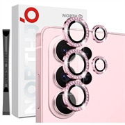 Samsung Galaxy S26 Ultra Northjo Strass-Kamera-Objektiv-Schutz-Set - Rosa