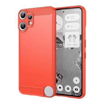 Nothing CMF Phone 2 Pro Gebürstete TPU Hülle - Karbonfaser - rot