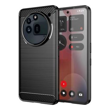 Nothing Phone (3a) Pro Gebürstete TPU Hülle - Karbonfaser - Schwarz