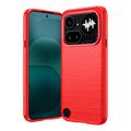 Nothing Phone (4a) Pro Gebürstete TPU Hülle - Karbonfaser - rot