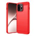 OnePlus 15T Gebürstete TPU Hülle - Karbonfaser - rot