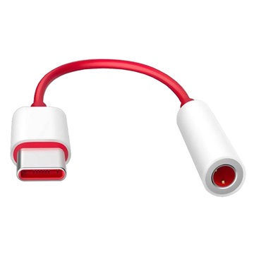 OnePlus 6T USB-C / 3.5mm Kabel Adapter - Rot / Weiß