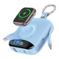 P007 Mini-Powerbank 10000mAh mit USB-C, Lightning-Kabeln und kabellosem Laden für die Apple Watch - Blau