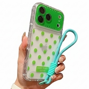 iPhone 17 Pro/18 Pro PC / TPU-Hülle mit Objektiv Film & Riemen - Polka Dot - Grün