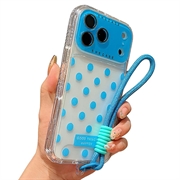 iPhone 17 Pro/18 Pro PC / TPU-Hülle mit Objektiv Film & Strap - Polka Dot - Himmelblau