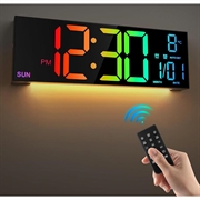 PH-01 16" LED-Digitalwecker - RGB-Display, Doppelwecker, Fernbedienung - Schwarz