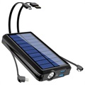 Psooo PS-158 Solar Powerbank mit Taschenlampe - 10000mAh - Schwarz