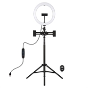 PULUZ PKT3066B 10.2" LED Selfie Ring Licht Handy Klemme Stativ Stand für YouTube Blogger Video Shooting