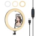 PULUZ PU397 10-Zoll 3 Modi dimmbare LED Ring Fotografie Video Licht mit Handy Clip für Vlogging - Schwarz