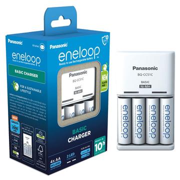 Panasonic Eneloop BQ-CC51 Batterieladegerät mit 4 wiederaufladbaren AA-Batterien 2000mAh
