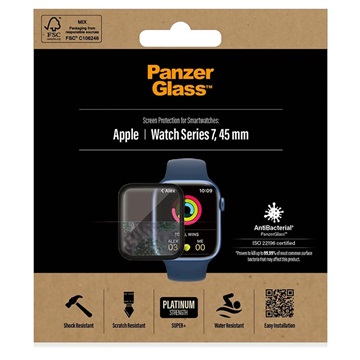 PanzerGlass AntiBacterial Apple Watch Series 9/8/7 Panzerglas - 45mm - Schwarz