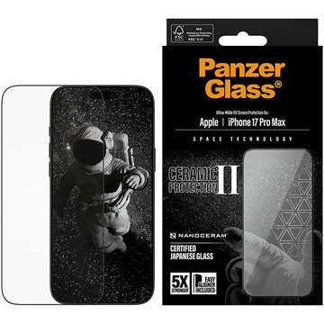 iPhone 17 Pro Max PanzerGlass Ceramic II Protection Ultra-Wide Fit EasyAligner Panzerglas - 9H - Schwarzer Rand