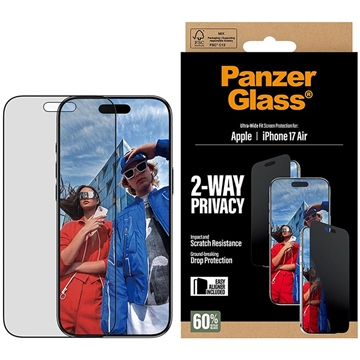 iPhone Air PanzerGlass Ultra-Wide Fit EasyAligner 2-Way Privacy Panzerglas - 9H - Schwarzer Rand