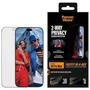 iPhone 18 Pro Max PanzerGlass Ultra-Wide Fit mit FastFit In-A-Box 2-Way-Datenschutz-Panzerglas - 9H - schwarzer Rand
