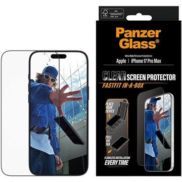 iPhone 17 Pro Max PanzerGlass Ultra-Wide Fit w. FastFit In-A-Box Panzerglas - 9H - Schwarzer Rand