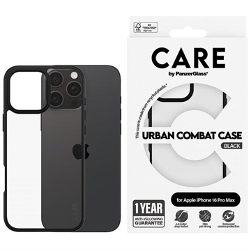 iPhone 16 Pro Max PanzerGlass Care Urban Combat Hülle - Schwarz / Durchsichtig