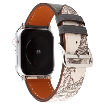 Apple Watch Series 9/8/SE (2022)/7/SE/6/5/4/3/2/1 Pattern Lederarmband - 41mm/40mm/38mm - Schwarz