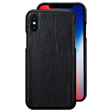 iPhone X Pierre Cardin Leder Beschichtet Cover - Schwarz