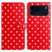 iPhone 17 Pro Polka-Dot-Muster Wallet Hülle - Rot