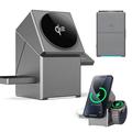 Premium 3-in-1 drehbare Qi2 magnetische kabellose Ladestation - Grau