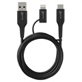 Prio 2-in-1 High-Speed USB-C / Lightning zu USB-A Kabel - 1.2m - Schwarz