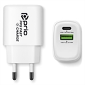 Prio Fast Charge Doppelwandladegerät - USB-A, USB-C - 30W - Weiß