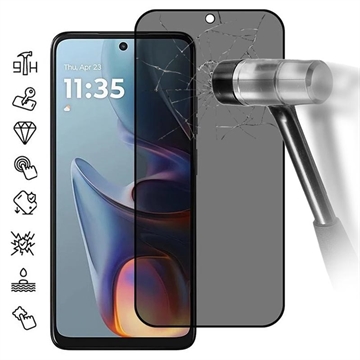 Motorola Moto E15 Privacy Full Cover Panzerglas - Schwarz Rand